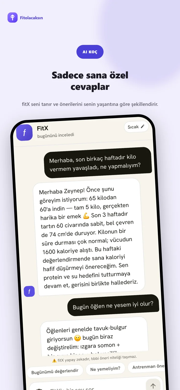 FitX AI koç ekranı